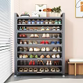 Modern Large Capacity Multi Tier Grey Shoe Cabinet For Household Footwear Neat Storage Organization