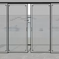 Modern Glass Sliding Doors With Ribbed Texture And Metal Frames For Interior 3d model