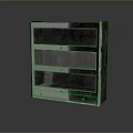 Modern Metal Storage Cabinet With Multiple Shelves Drawers And Reflective Surface