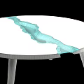 Wooden Coffee Table With Green Resin River Tabletop And Slim Wooden Legs