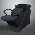 Black Leather Barber Chair With Built In Shampoo Basin And Comfortable Armrests