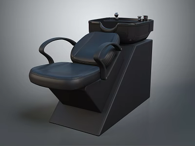 Black Leather Barber Chair With Built In Shampoo Basin And Comfortable Armrests 3d model
