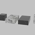Functional Desk With Black Marble Tabletop And White Marble Cube Decorative Structures 3d model