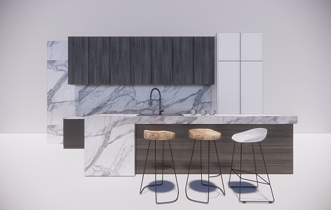 Modern Bar Chair Combination Kitchen Cabinet Bar Combination 3d model