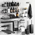 Modern Bathroom Accessories With Towels Shelves Bottles Towel Rack And Toilet Paper Holder