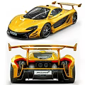 Yellow McLaren Sports Car Front Rear View With Aerodynamic Design And Rear Wing