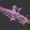 Futuristic Sci Fi Spaceship 3D Model With Gray Body Red Bottom And Yellow Front