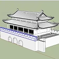 Chinese Style Gate Ancient Architecture Temple Gate 3d model