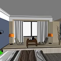 Hotel Guest Room Interior With Comfortable Bed Colorful Pillows TV Gray Carpet And Decorative Wall