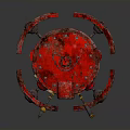 Red Metallic Robot Character With Round Body Rusty Texture Antenna And Eye Component