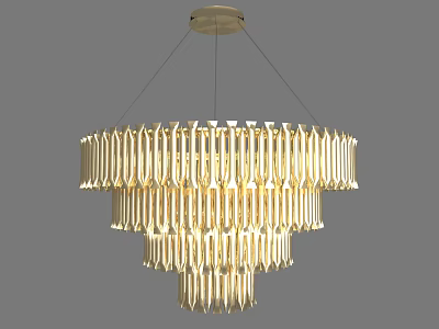 Modern Multi Tiered Chandelier With Sleek Geometric Design For Contemporary Interiors 3d model