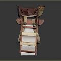 Vintage Baby Safety Equipment With Red Ladder Frame And Leather Straps