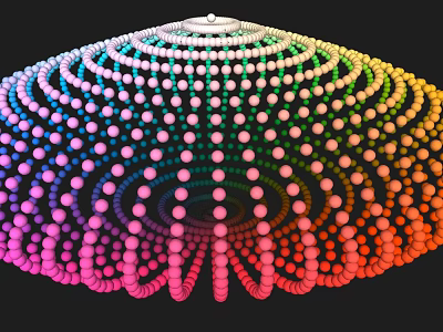 Vibrant Art Installation Featuring Circular Gradient Spheres Arranged In Rings 3d model