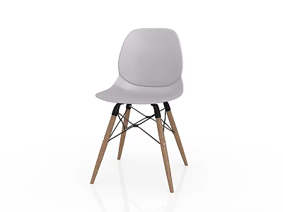 Modern Light Gray Single Chair With Wooden Legs And Simple Design 3d model