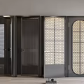 Modern Black Hinged Doors With Various Glass Panel Designs And Grid Patterns 3d model