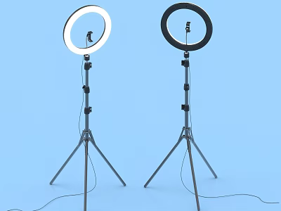 Two Ring Floor Lamps With Tripod Stand For Modern Room Lighting 3d model
