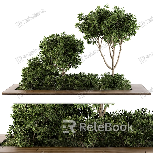 Modern tree pond plant pile landscape sketch model