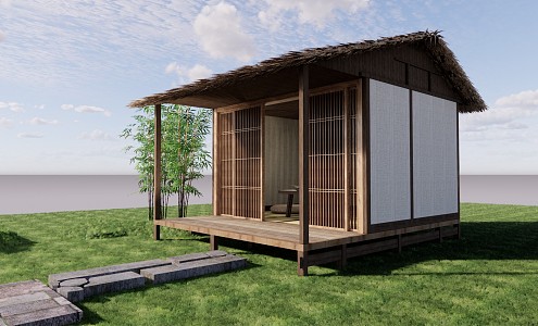 Japanese-style thatched house 3d model