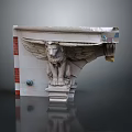 Detailed Ornate Stone Architectural Bracket Featuring Winged Lion Statue