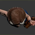 Stylish 3D Female Character With Brown Short Hair White Top Blue Vest Skirt And Handbag