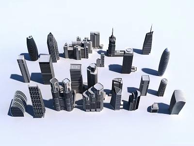 Various Modern Architectural Building Models With Different Shapes And Designs 3d model