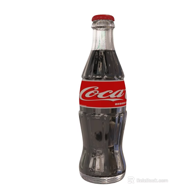 Coca Cola Carbonated Beverage in Classic Glass Bottle with Red Label 3d model 