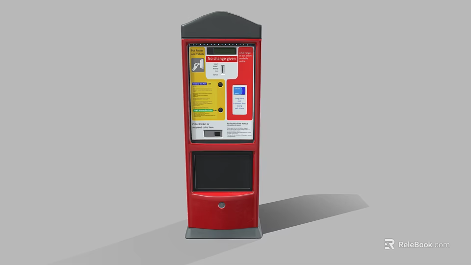 Red Commercial Self Service Payment Terminal With Display And Control Panel 3d model 