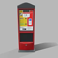 Red Commercial Self Service Payment Terminal With Display And Control Panel 3d model