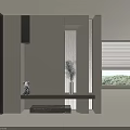 Modern Entryway Console Cabinet And Side Cabinet With Mirror Decorative Vase And Lighting