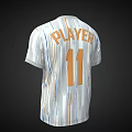 White Sports T-Shirt With Colorful Stripes And Number Eleven Design