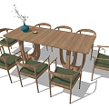 Stylish Wooden Dining Table Sets With Round Rectangular Tables And Matching Chairs 3d model
