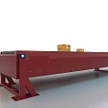 Red Industrial Conveyor Belts With Yellow Boxes For Material Handling 3d model