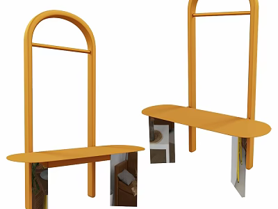 Two Wooden Arched Shelves With Curved Tops And Flat Shelf Boards Design 3d model