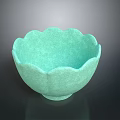 Light Green Petal Shaped Ceramic Sculpture Bowl With Artistic Textured Surface