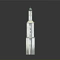White Marble Tower Architecture With Green Dome And Multi Level Structure
