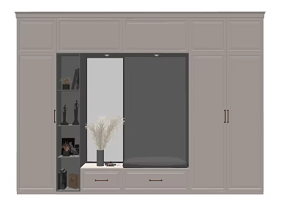 Jane European Shoe Cabinet Mirror Accessories Ornaments Vase Books 3d model