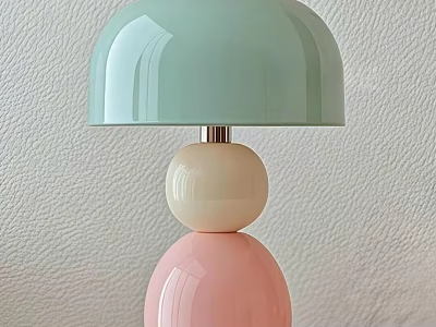 Modern Smooth Light Green Dome Shade Table Lamp with Pink Beige Spherical Base Design 3d model