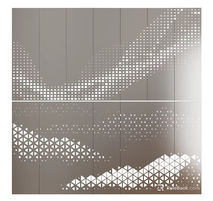 Modern Decorative Panels With Geometric Dots And Triangles 3d model