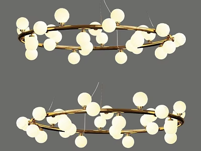 Elegant Modern Chandelier Design With Golden Frame And Multiple Spherical Bulbs 3d model
