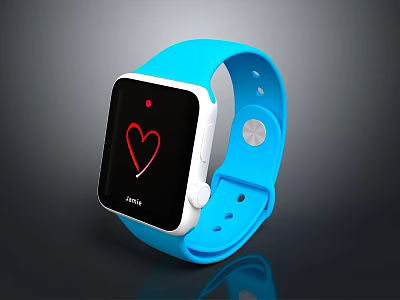 iJoyme Smartwatch with Blue Strap and Red Heart Rate Monitor 3d model