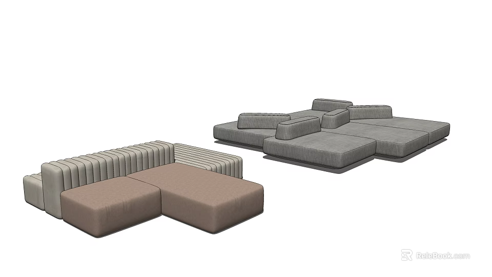 Modern Sectional Sofa Set With Modular Design And Comfortable Seating Modules 3d model