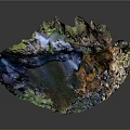 Natural Garden Landscape Featuring Waterfall Rocks Green Vegetation And Small Pond