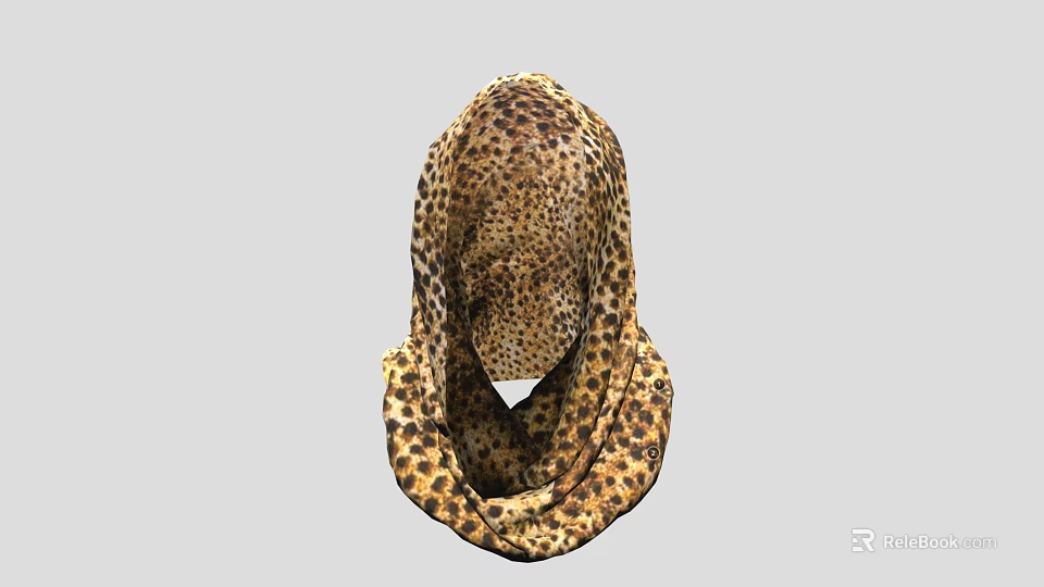 Stylish Leopard Print Hooded Head Mask With Neck Warmer And Full Coverage Design 3d model 