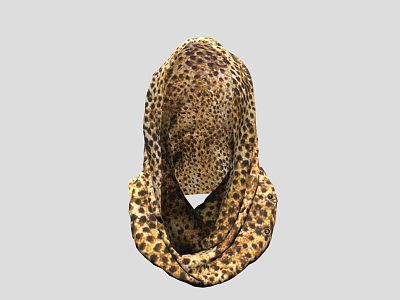 Stylish Leopard Print Hooded Head Mask With Neck Warmer And Full Coverage Design 3d model