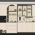 Modern Kitchen Wine Cabinet With Glass Doors Built in Lighting And Display Shelves