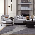 Light Gray Single Sofa with Decorative Pillows and Side Table in Modern Living Room 3d model
