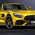 Yellow Mercedes-Benz Convertible Car With Open Top And Sporty Front Grille Headlights