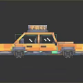 Yellow Pixelated Taxi Model With Roof TAXI Sign And Retro Car Design