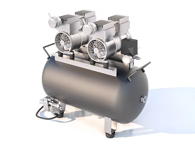 Industrial Equipment Air Compressor With Dual Fans And Mobile Metal Tank 3d model