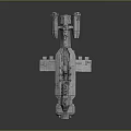 3D Rendered Detailed Futuristic Sci Fi Spaceship Model With Gray Metallic Structure And Engines